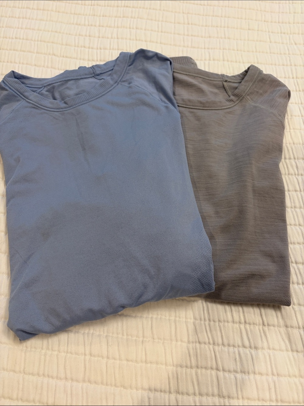 Athleta Girl Long-Sleeve Shirt - periwinkle blue and gray, size large 10/12